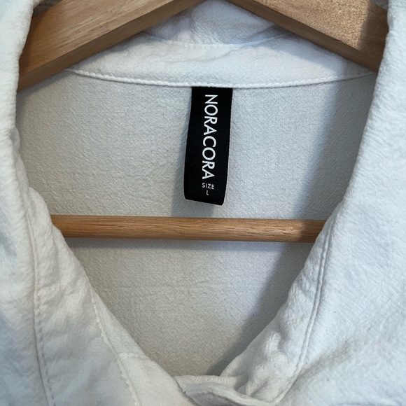 Women's White Cotton/Linen Button Up Top - Picture 3 of 11